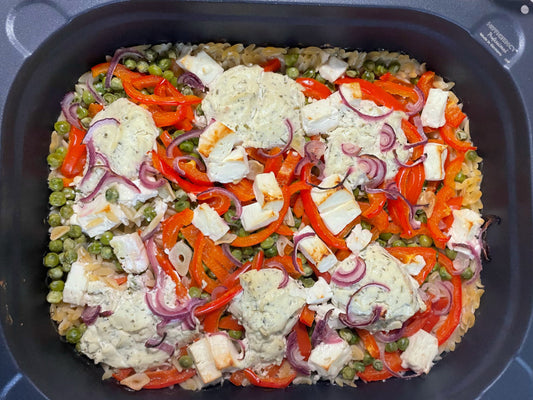 Ofenpasta in Frischkäsesauce mit Gemüse